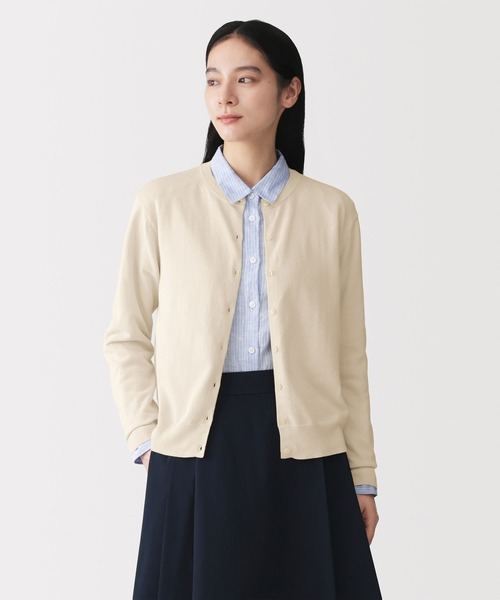 UVカット強撚コットンクルーネックカーディガン 3