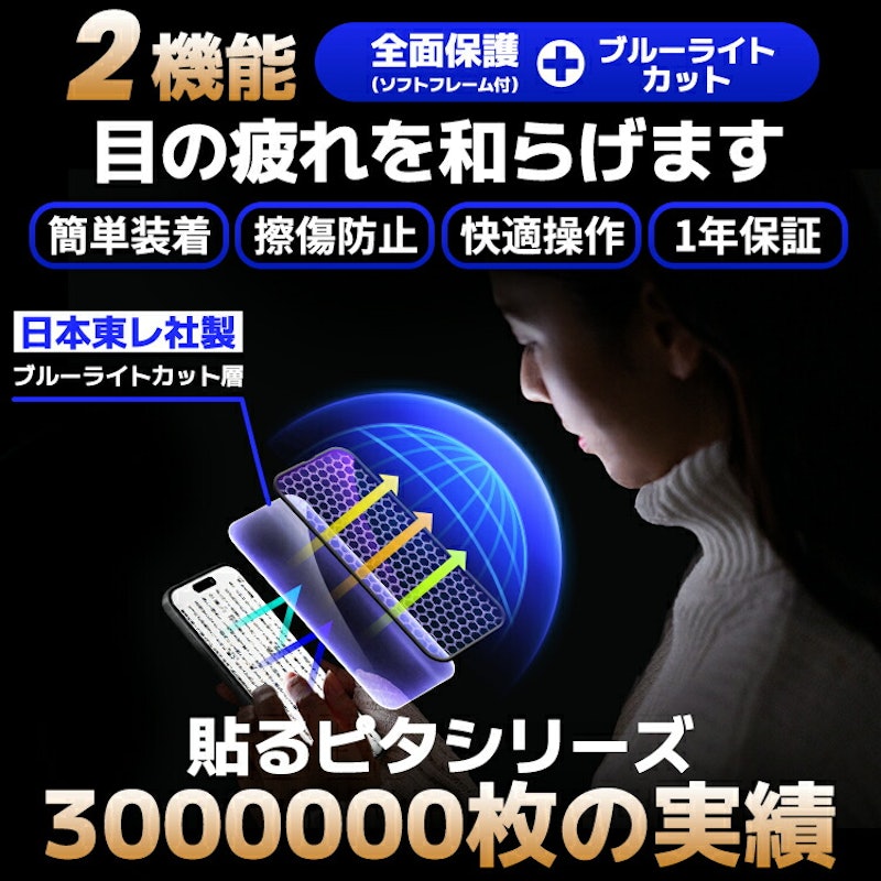 貼るピタ iPhone 全面保護ガラスフィルム 2