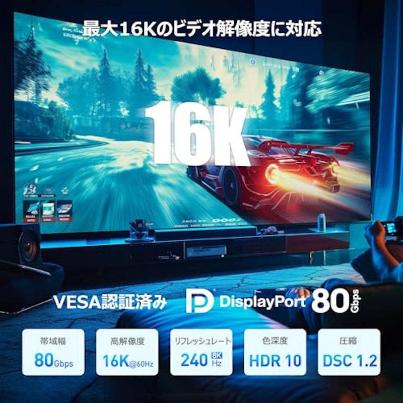 DisplayPort 2.1ケーブル 5