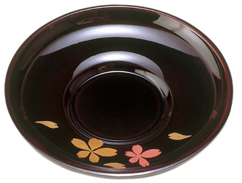 溜 ダルマ茶托 桜 1