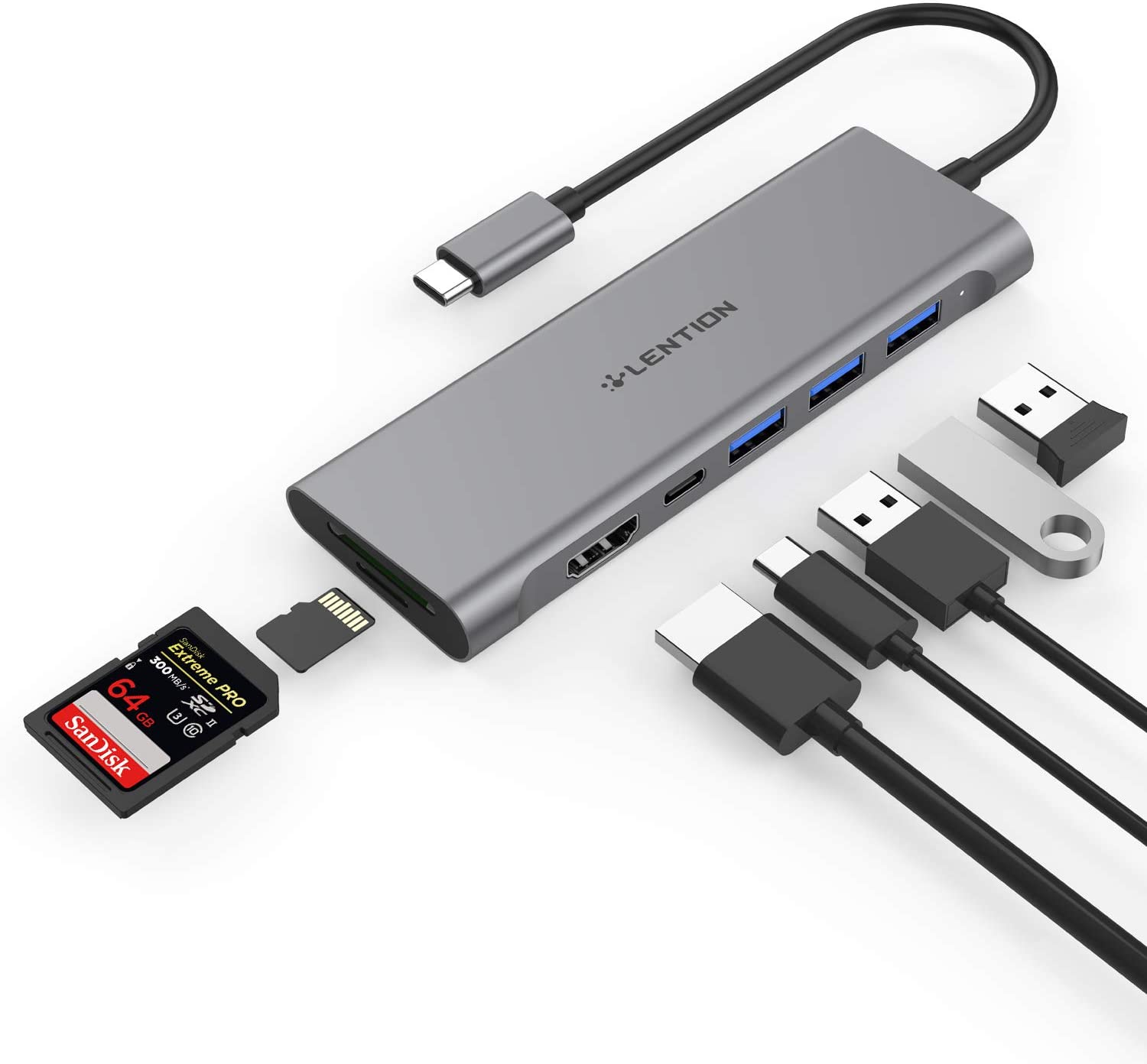 LENTION 5in1 USB-C ハブ USB 3.0 ×3 Micro SD / SDカードリーダー UHS-I対応 (最大転送速度9  Du99nRSyA7, PCサプライ、アクセサリー - centralcampo.com.br