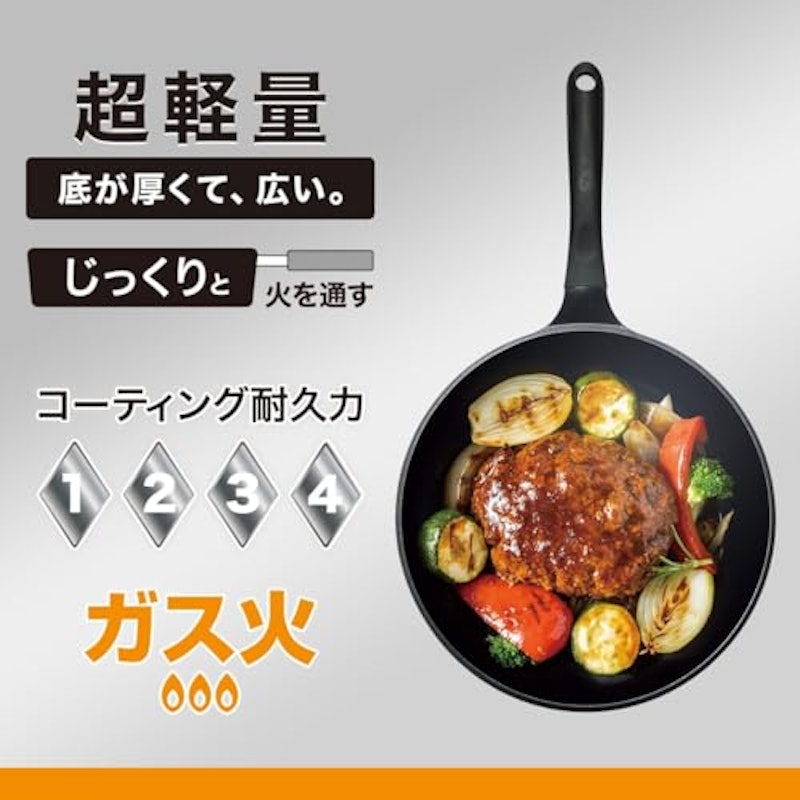 ガス火 底が厚くて広い 超軽量フライパン 20cm 2
