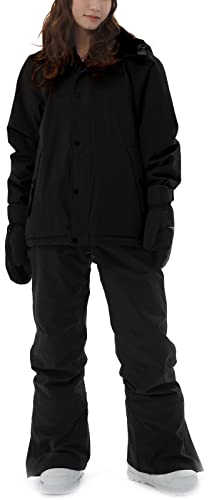 【1回のみ着用】ブラック スノーボードウェア 女性用 ICEPARDAL スキーウェア レディース 上下セット ストレッチ