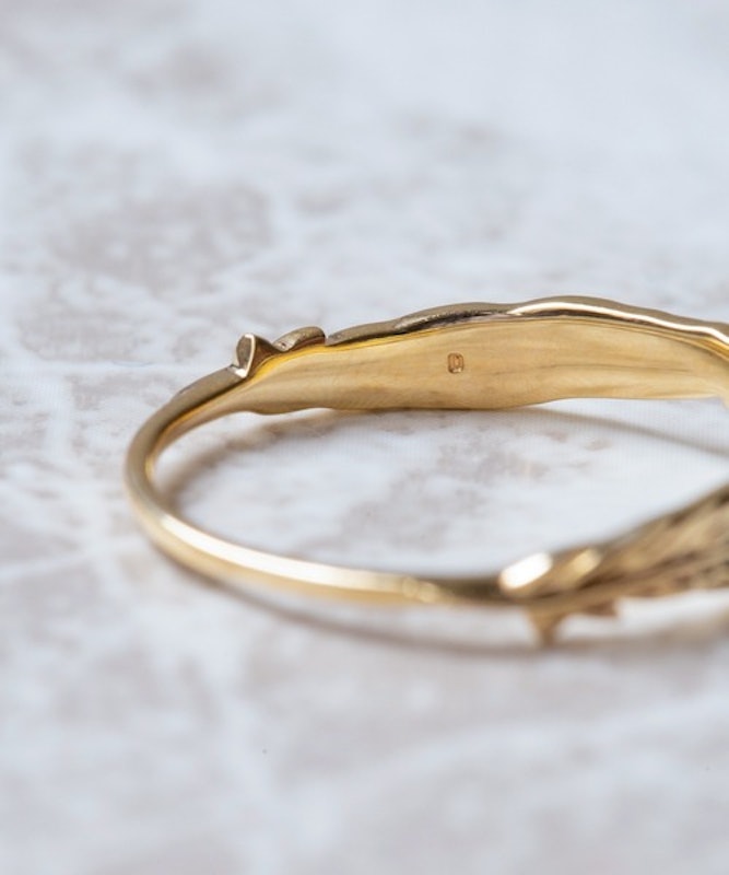 K10 イエローゴールド フェザー ダイヤモンド リング 3