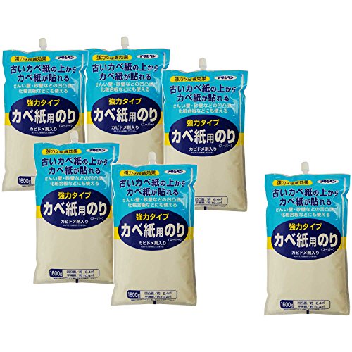  強力タイプカベ紙用のり 1600g クリア 6個セット 1