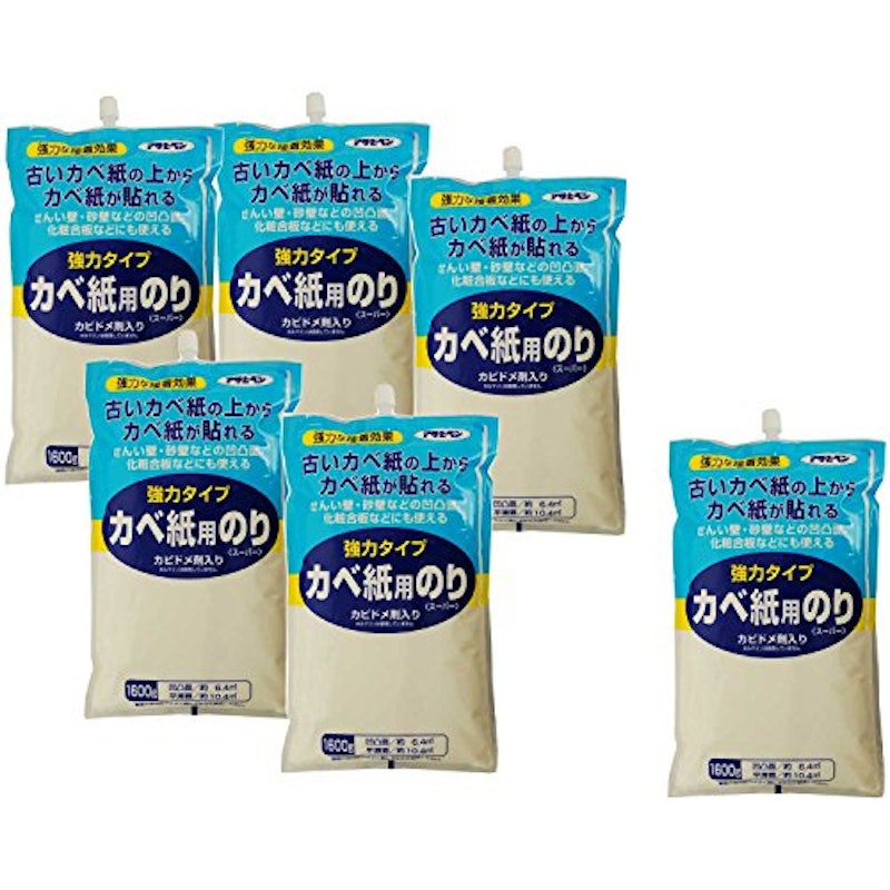 強力タイプカベ紙用のり 1600g クリア 6個セット 1