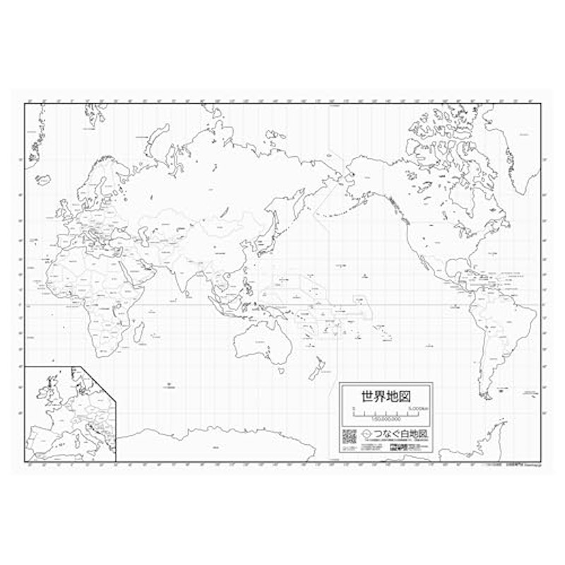 白地図専門店 世界地図の白地図 国名入り 1