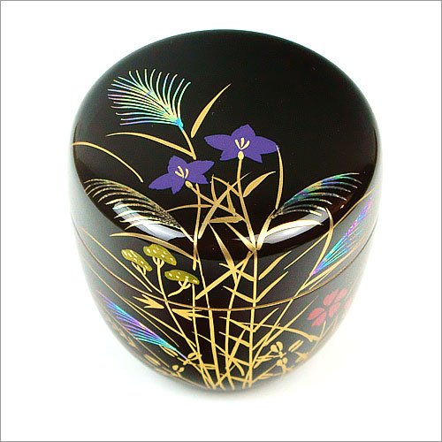溜塗中棗 秋草蒔絵内梨子地 2