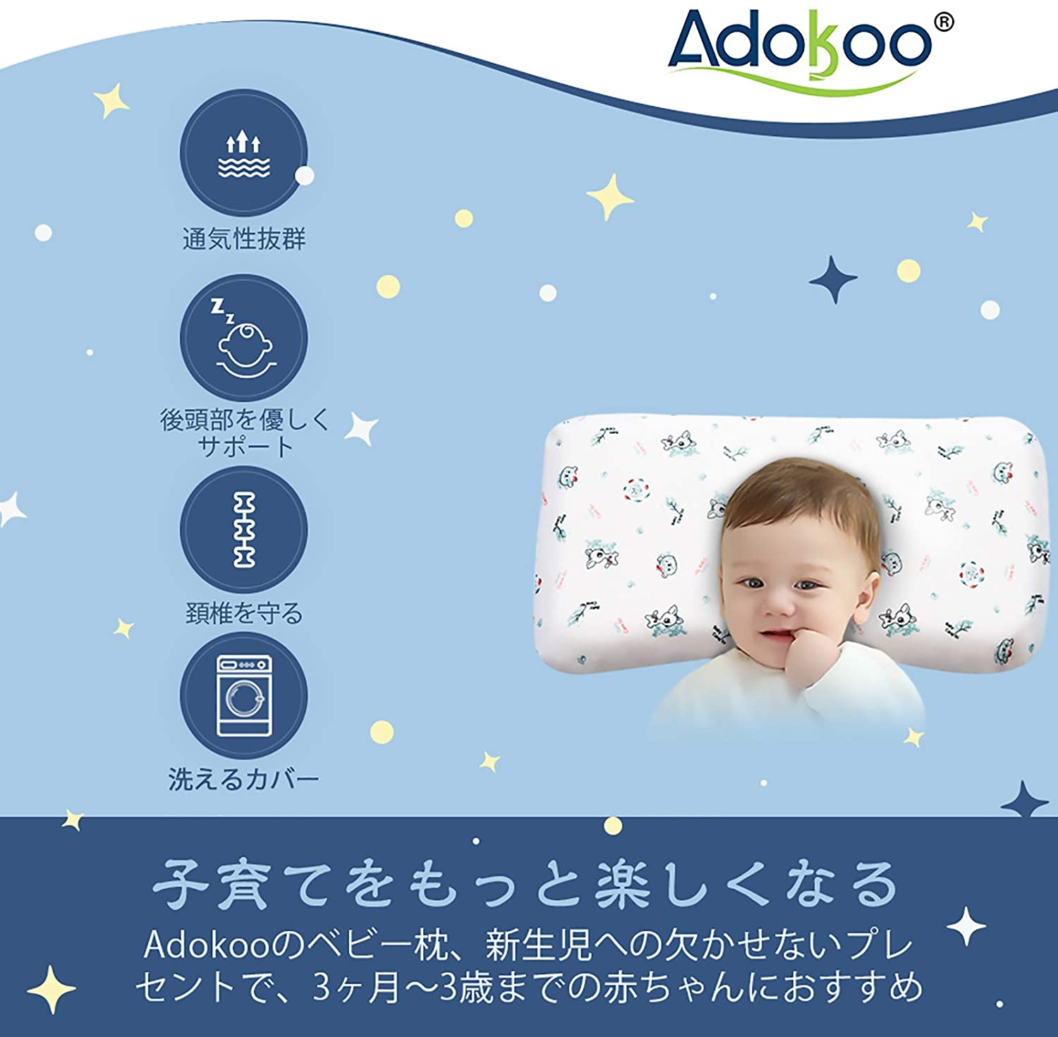 市場 0 24ヶ月の幼児が使用 ベビーピロー 赤ちゃん 綿 睡眠サポート 寝姿を矯正 新生児 ドーナツ枕 低反発 絶壁頭 絶壁防止枕 枕 ベビーまくら