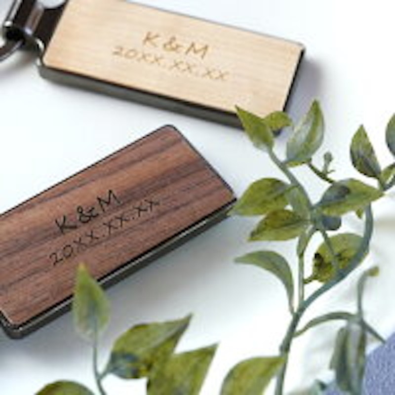 名入れ 木製キーリング ペア 3