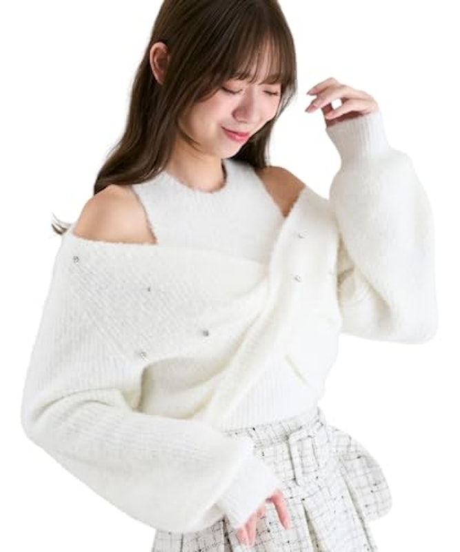 オープンショルダーカシュクールニット 1