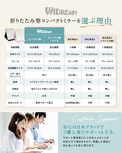 角度自在調整&メイクがしやすい大きい鏡面の卓上ミラー 6
