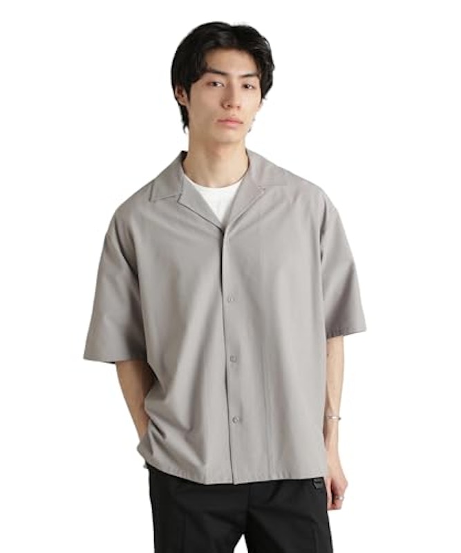 ストレッチ ワイド オープンカラー シャツ 1