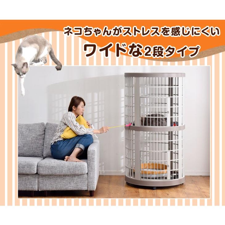 丸型 キャットケージ 2段 4