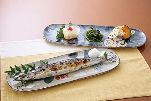 ikaringです。新品美濃焼ブルーグレーリム茶渕長皿　さんま皿6枚セット b0a03ac7322a1c60eab964ece80fea