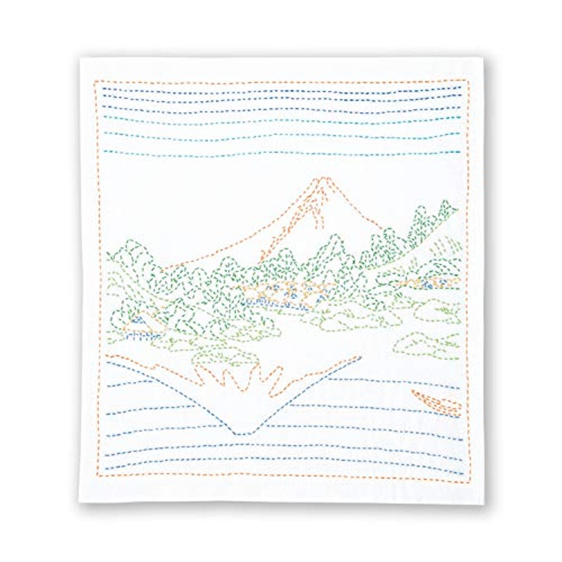 刺し子の花ふきん 葛飾北斎 富嶽三十六景 1