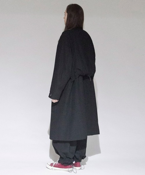 Organic Cotton x Recycle Polyester Twill No-Collar Coat 3