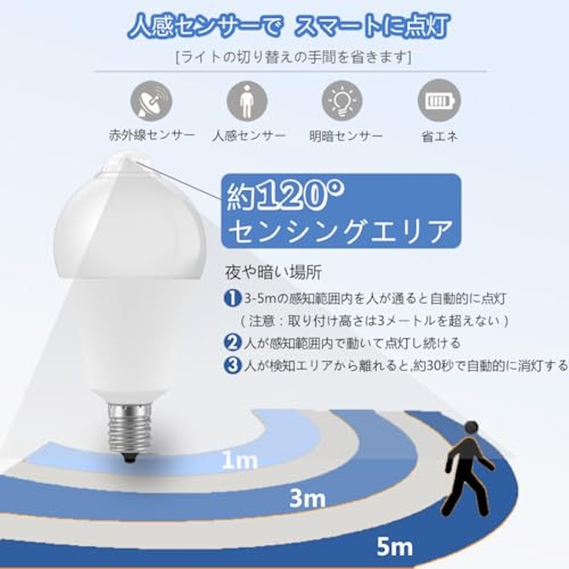 人感センサー LED電球 3
