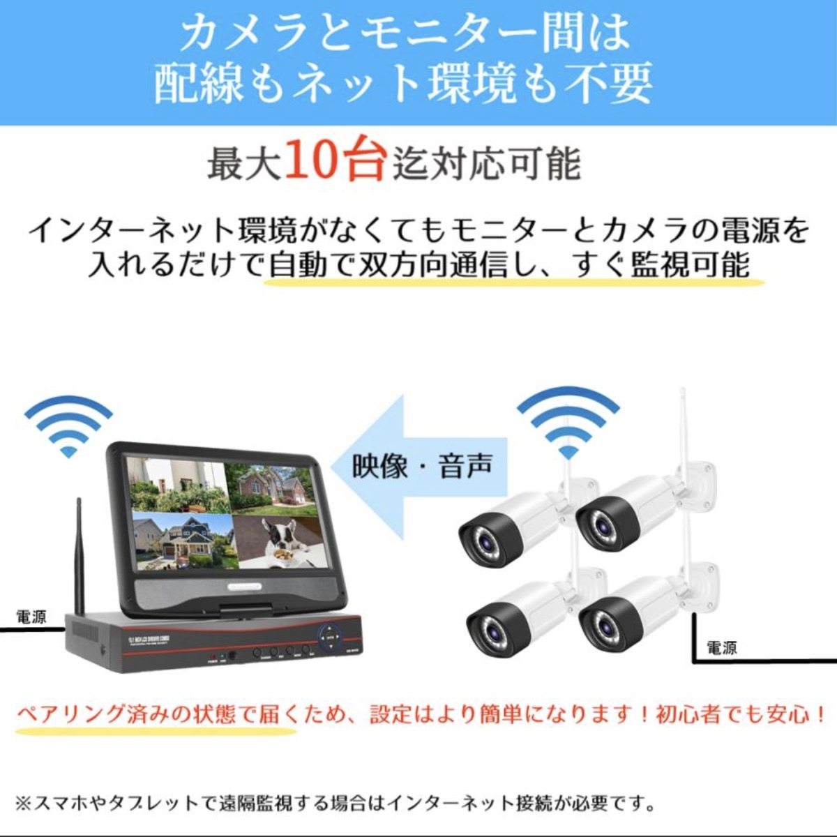 ワイヤレス防犯カメラセット 8
