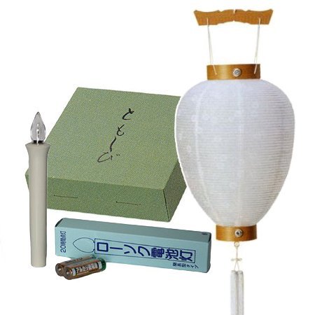 新盆用提灯「相極白紋天柾」ろうそく電池灯セット 1