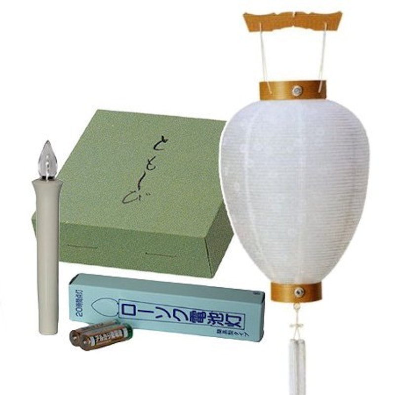 新盆用提灯「相極白紋天柾」ろうそく電池灯セット 1