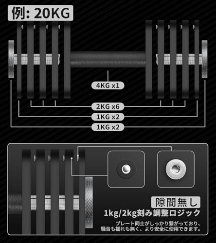 アジャスタブルダンベル 可変式ダンベル 3