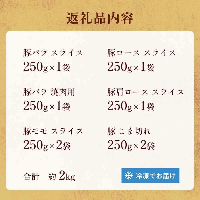 【訳あり】くすの豚 2kg 2