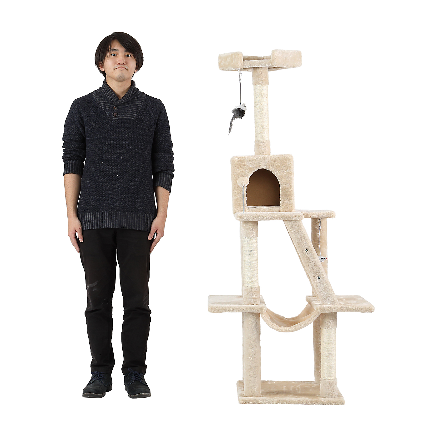 キャットタワー 据え置き ハンモック付き 9