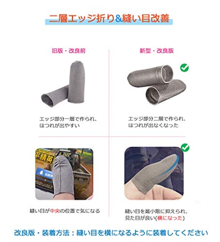 2層エッジ折り・超薄型 ゲーム指サック 3