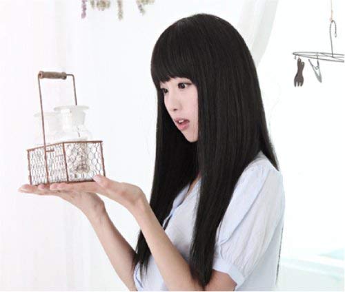 黒髪 ウィッグ ロング ストレート ぱっつん前髪 3