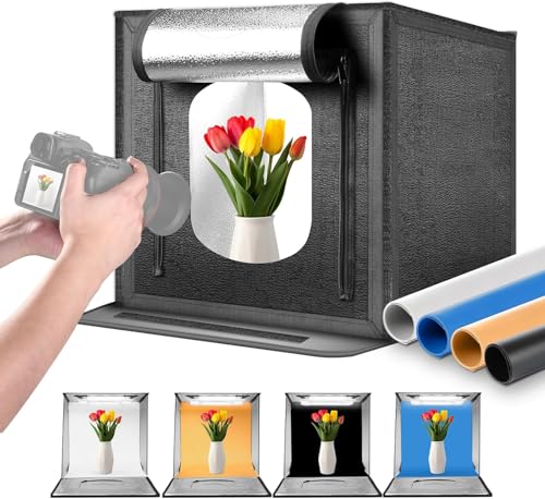 SAMTIAN 撮影ボックス60cm LEDライト折りたたみ撮影ブース撮影キット Amazon | 撮影ボックス SAMTIAN 60x60x60cm 6*背景布（黒、白