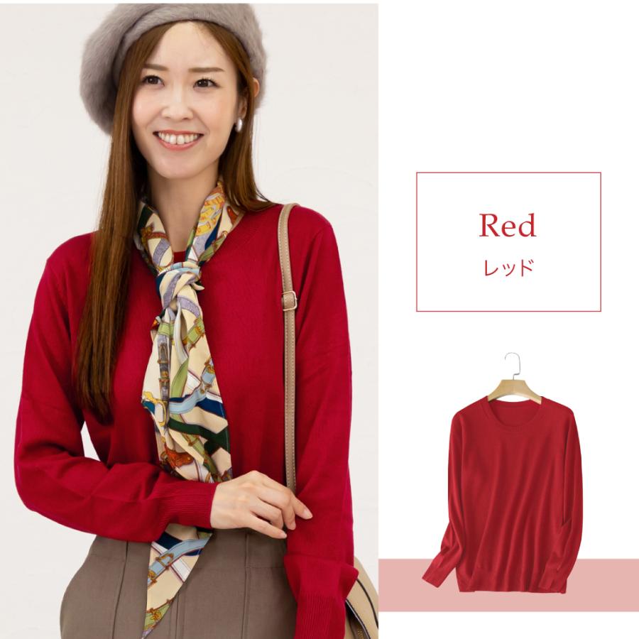 女性用シルクウールニットTシャツ 長袖 3