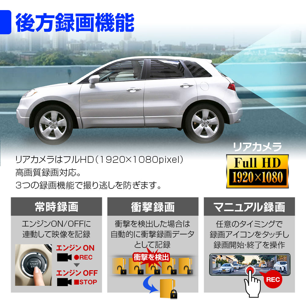ドライブレコーダー ミラー型 7