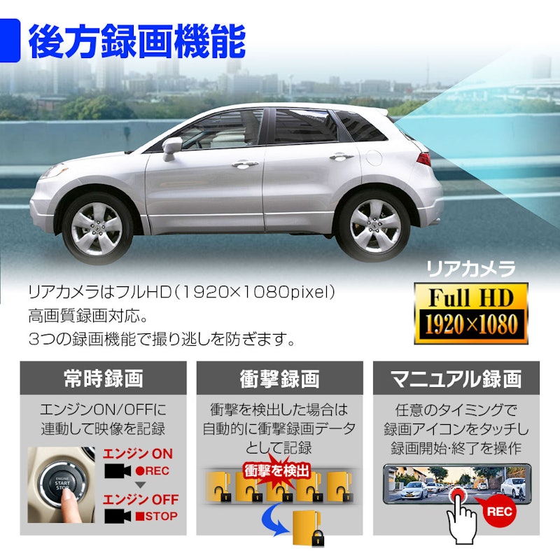 ドライブレコーダー ミラー型 7