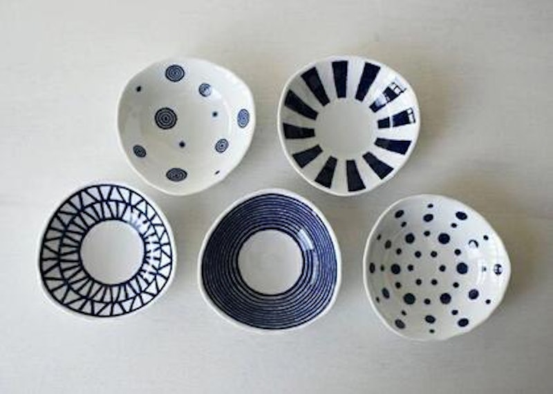 西海陶器 φ15.5cmの深みのある小鉢5柄5個組 藍玉 2