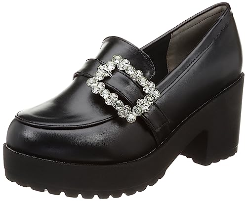 LOVEHUNTER ローファー マニッシュローファー ビジュー ラインストーン 8cmヒール 厚底 22.0-24.5cm レディース 1