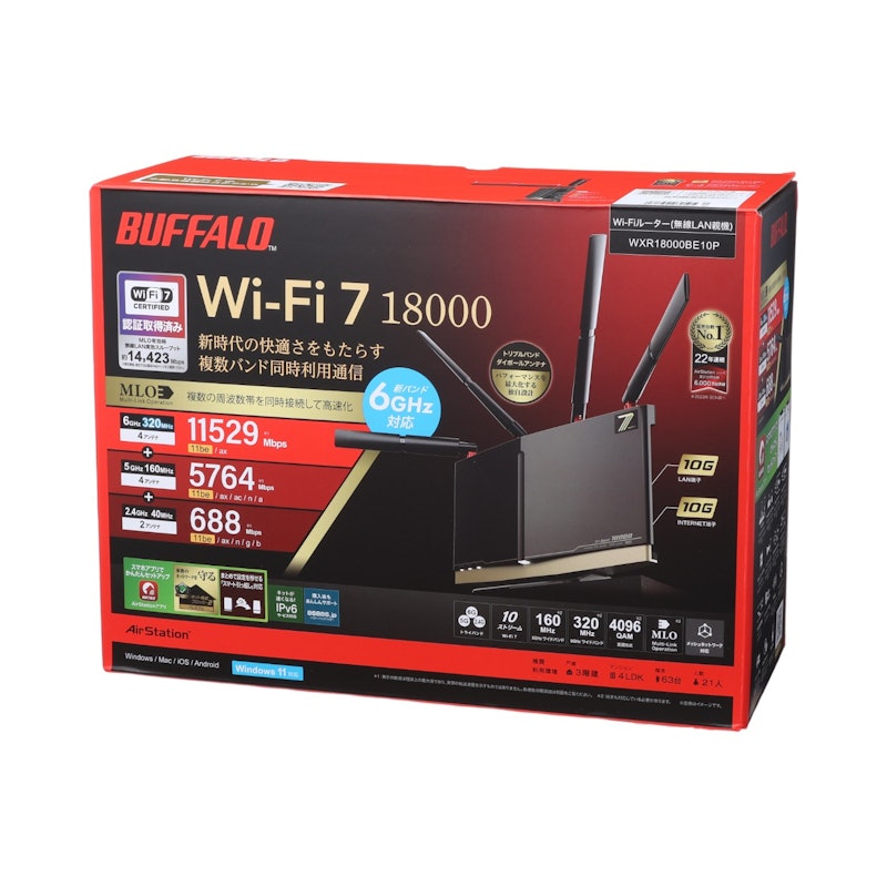 バッファロー Wi-Fi 7対応トライバンドルーター WXR18000BE10Pを バッファロー Wi-Fi 7対応トライバンドルーター WXR18000BE10Pを