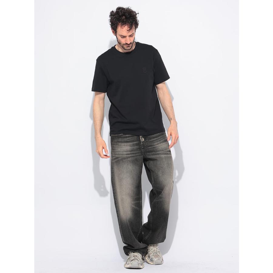 ブラック コットン Ami de Coeur エンボス Tシャツ 4