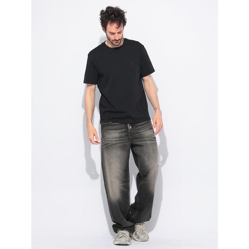 ブラック コットン Ami de Coeur エンボス Tシャツ 4
