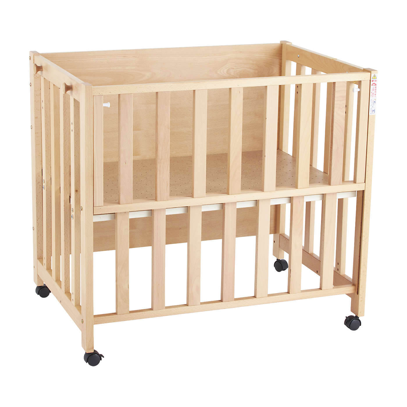 ナチュラルウッド ベビーベッド メッシュカバー付き ナチュラルウッド ベビーベッド メッシュカバー付き