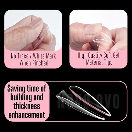 Long Almond Nail Tips NATURAL Not SCULPTED for Flat Nail Beds 5