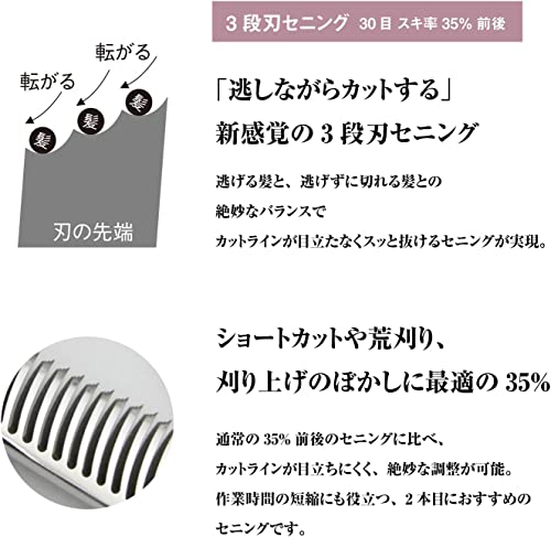 スパスパ快適に切れる理美容師サロン用セニングシザー10%人気の溝無し両面使用可☀ スパッと快適に切れる理美容師プロ用セニングシザー人気の溝無し