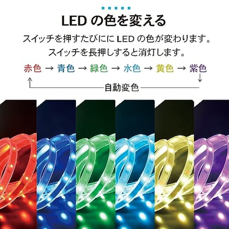 LEDテープライト 色切替 USB式 テープ長さ1.5m 3