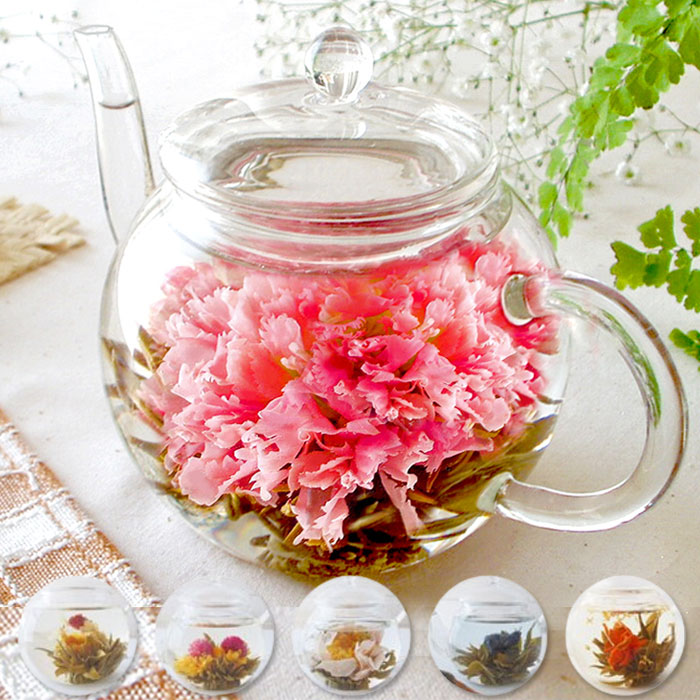 お花のつぼみとティーポット カーネーション茶 1