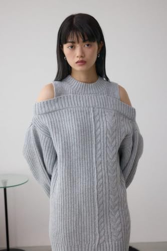 オープンショルダー ケーブルニット 2