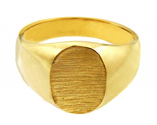 Engravable Brushedサテン楕円形Top Signet Ring 3