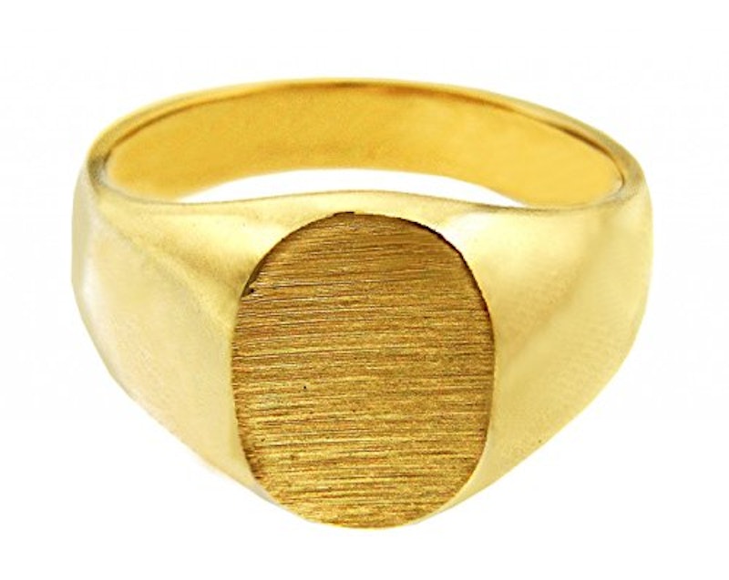 Engravable Brushedサテン楕円形Top Signet Ring 3
