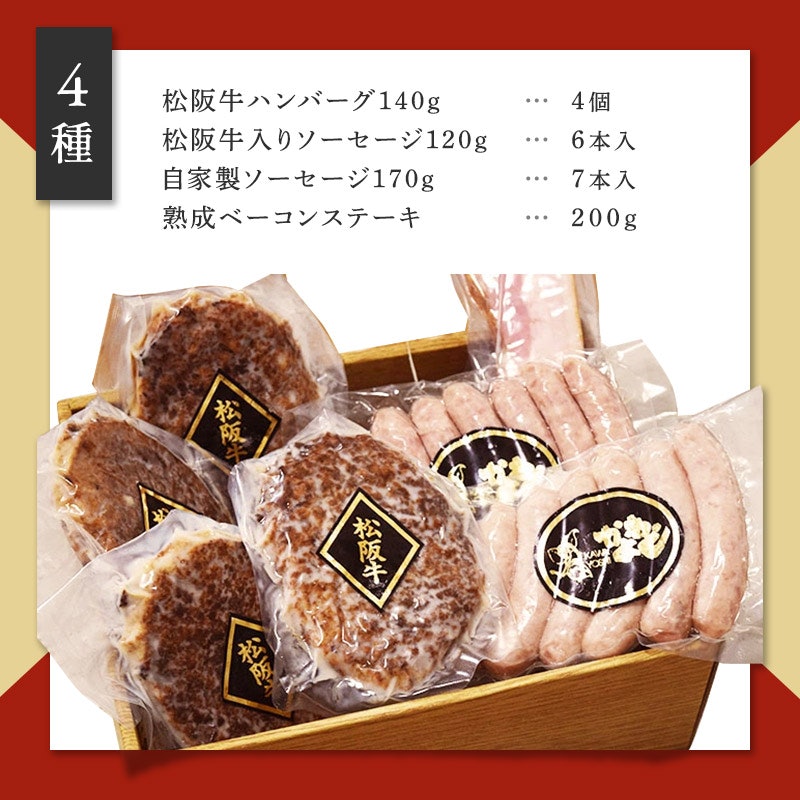 松阪牛ハンバーグ&燻製ハム&ソーセージ 3