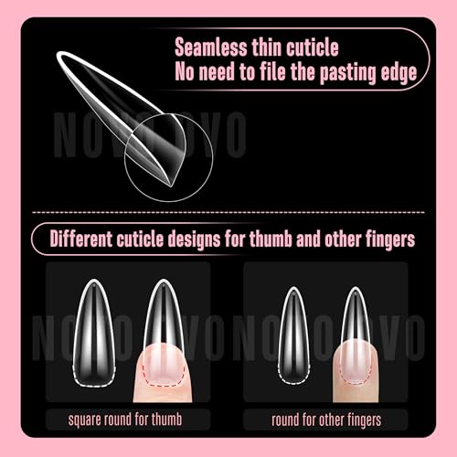 Long Almond Nail Tips NATURAL Not SCULPTED for Flat Nail Beds 3