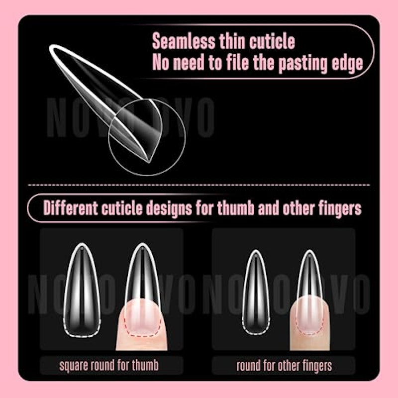 Long Almond Nail Tips NATURAL Not SCULPTED for Flat Nail Beds 3